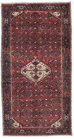  Orientalischer Asadabad Teppich 150X288 Läufer Schwarz/Dunkelrot Wolle, Persien/Iran Carpetvista