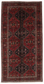 Shiraz Vloerkleed 148X292 Tapijtloper Zwart/Donkerrood Wol, Perzië/Iran Carpetvista