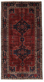 絨毯 ハマダン 151X283 廊下 カーペット ブラック/ダークレッド (ウール, ペルシャ/イラン)