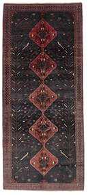  Orientalischer Hamadan Teppich 156X361 Läufer Schwarz/Dunkelrot Wolle, Persien/Iran Carpetvista