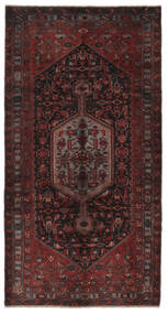  Perzisch Hamadan Vloerkleed 160X309 Zwart/Donkerrood Carpetvista