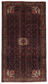 絨毯 ペルシャ ホセイナバード 159X288 廊下 カーペット ブラック/ダークレッド (ウール, ペルシャ/イラン)