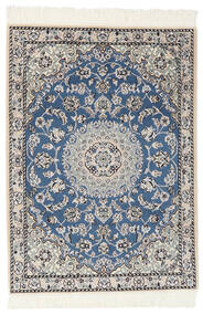79X109 Tappeto Orientale Nain Fine 9La Blu Scuro/Beige ( Persia/Iran) Carpetvista