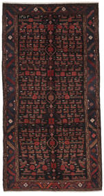 絨毯 オリエンタル ハマダン 148X287 廊下 カーペット ブラック/ダークレッド (ウール, ペルシャ/イラン)