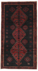 Alfombra Oriental Hamadan 156X288 De Pasillo Negro/Rojo Oscuro (Lana, Persia/Irán)