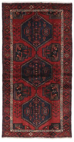 100X197 Hamadan Teppich Orientalischer Schwarz/Dunkelrot (Wolle, Persien/Iran) Carpetvista