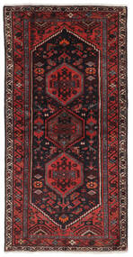絨毯 ハマダン 100X197 ブラック/ダークレッド (ウール, ペルシャ/イラン)