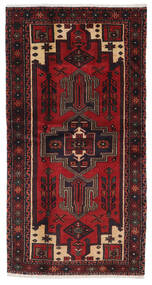 Hamadan Rug 97X196 Black/Dark Red Wool, Persia/Iran Carpetvista