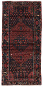 100X207 Hamadan Teppich Orientalischer Schwarz/Dunkelrot (Wolle, Persien/Iran) Carpetvista