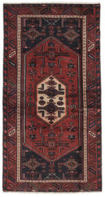 絨毯 ハマダン 102X195 ブラック/ダークレッド (ウール, ペルシャ/イラン)