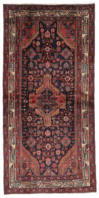 Hamadan Teppich 102X207 Schwarz/Dunkelrot Wolle, Persien/Iran Carpetvista