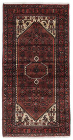 100X195 Hamadan Teppich Orientalischer Schwarz/Dunkelrot (Wolle, Persien/Iran) Carpetvista