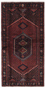 100X196 Hamadan Rug Oriental Black/Dark Red (Wool, Persia/Iran) Carpetvista