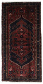 103X206 Hamadan Teppich Orientalischer Schwarz/Dunkelrot (Wolle, Persien/Iran) Carpetvista