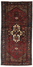 絨毯 ハマダン 100X195 ブラック/ダークレッド (ウール, ペルシャ/イラン)