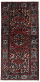 106X213 Hamadan Teppich Orientalischer Schwarz/Dunkelrot (Wolle, Persien/Iran) Carpetvista