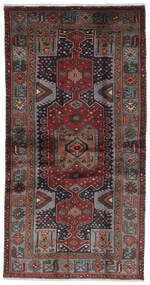 Hamadan Vloerkleed 100X193 Zwart/Donkerrood Wol, Perzië/Iran Carpetvista