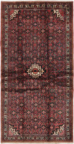  Orientalischer Hosseinabad Teppich 100X200 Schwarz/Dunkelrot Wolle, Persien/Iran Carpetvista