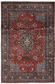 Orientalischer Mahal Teppich 206X318 Schwarz/Dunkelrot Wolle, Persien/Iran Carpetvista
