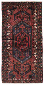 103X200 Hamadan Teppich Orientalischer Schwarz/Dunkelrot (Wolle, Persien/Iran) Carpetvista