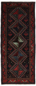 Hamadan Teppich 140X360 Läufer Schwarz/Dunkelrot Wolle, Persien/Iran Carpetvista