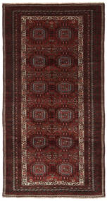 158X303 Beluch Orientalisk Hallmatta Svart/Mörkröd (Ull, Persien/Iran) Carpetvista