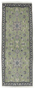 絨毯 オリエンタル ナイン 75X201 廊下 カーペット グリーン/ダークグレー (ウール, ペルシャ/イラン)
