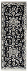 絨毯 ペルシャ ナイン 78X201 廊下 カーペット ブラック/ダークグレー (ウール, ペルシャ/イラン)