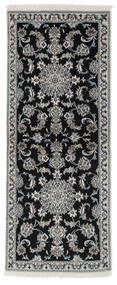 絨毯 ペルシャ ナイン 79X195 廊下 カーペット ブラック/ダークグレー (ウール, ペルシャ/イラン)