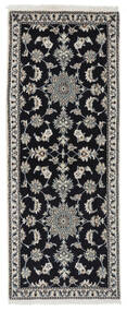絨毯 ペルシャ ナイン 77X195 廊下 カーペット ブラック/ダークグレー (ウール, ペルシャ/イラン)