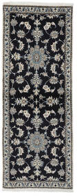 絨毯 ナイン 76X196 廊下 カーペット ブラック/ダークグレー (ウール, ペルシャ/イラン)