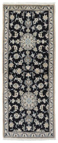 絨毯 ペルシャ ナイン 77X194 廊下 カーペット ブラック/ダークグレー (ウール, ペルシャ/イラン)