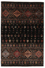 132X196 Shabargan Teppich Moderner Schwarz/Braun (Wolle, Afghanistan) Carpetvista