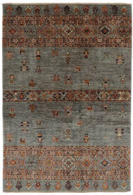 絨毯 Shabargan 126X183 ブラック/茶色 (ウール, アフガニスタン)