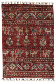 Tapete Shabargan 81X119 Vermelho Escuro/Preto (Lã, Afeganistão)