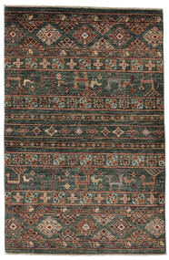 絨毯 Shabargan 89X135 ブラック/茶色 (ウール, アフガニスタン)