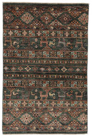 絨毯 Shabargan 87X132 ブラック/茶色 (ウール, アフガニスタン)