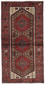 Hamadan Teppich 102X203 Schwarz/Dunkelrot Wolle, Persien/Iran Carpetvista