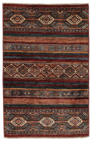 絨毯 Shabargan 84X125 ブラック/ダークレッド (ウール, アフガニスタン)
