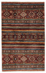 絨毯 Shabargan 81X128 ブラック/ダークレッド (ウール, アフガニスタン)