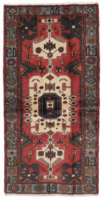Hamadan Rug 97X194 Black/Dark Red Wool, Persia/Iran Carpetvista