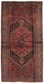 Hamadan Teppich 104X201 Schwarz/Dunkelrot Wolle, Persien/Iran Carpetvista