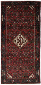 絨毯 ペルシャ ホセイナバード 152X311 廊下 カーペット ブラック/ダークレッド (ウール, ペルシャ/イラン)