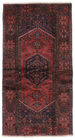 Dywan Hamadan 104X195 Czarny/Ciemnoczerwony (Wełna, Persja/Iran)