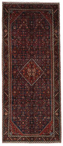 154X365 絨毯 オリエンタル ハマダン 廊下 カーペット ブラック/ダークレッド (ウール, ペルシャ/イラン) Carpetvista
