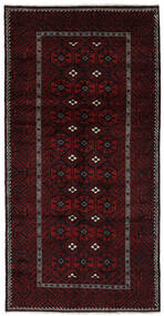 Dywan Orientalny Beludż 152X297 Chodnikowy Czarny/Ciemnoczerwony (Wełna, Persja/Iran)