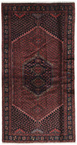 Tapete Hamadã 100X192 Preto/Vermelho Escuro (Lã, Pérsia/Irão)
