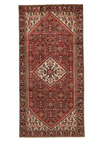 153X318 Hosseinabad Teppe Orientalsk Løpere Svart/Mørk Rød (Ull, Persia/Iran) Carpetvista