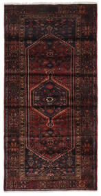 104X212 Hamadan Teppich Orientalischer Schwarz/Dunkelrot (Wolle, Persien/Iran) Carpetvista