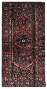 106X205 Hamadan Teppich Orientalischer Schwarz/Dunkelrot (Wolle, Persien/Iran) Carpetvista